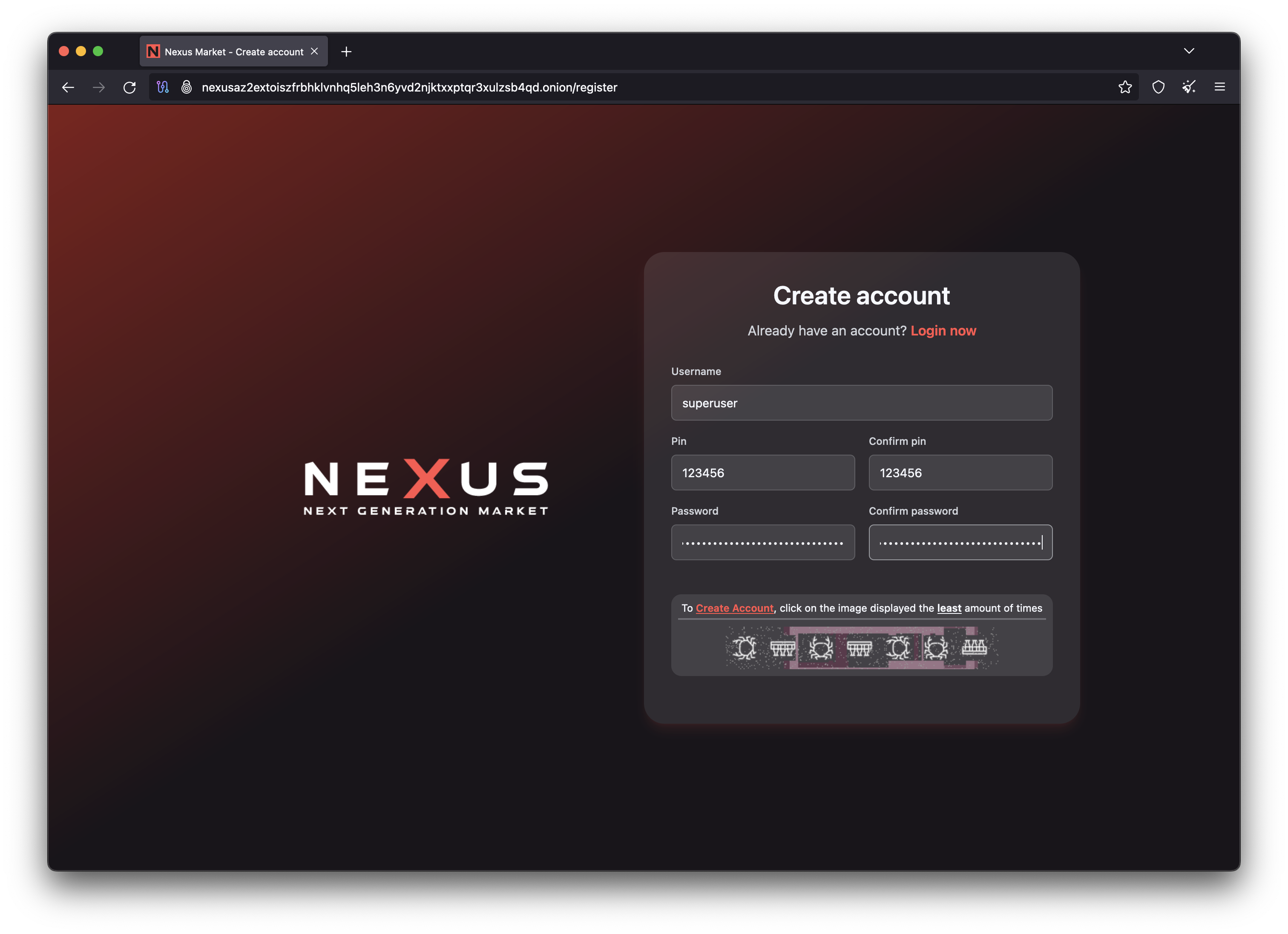 Nexus Register Step 1